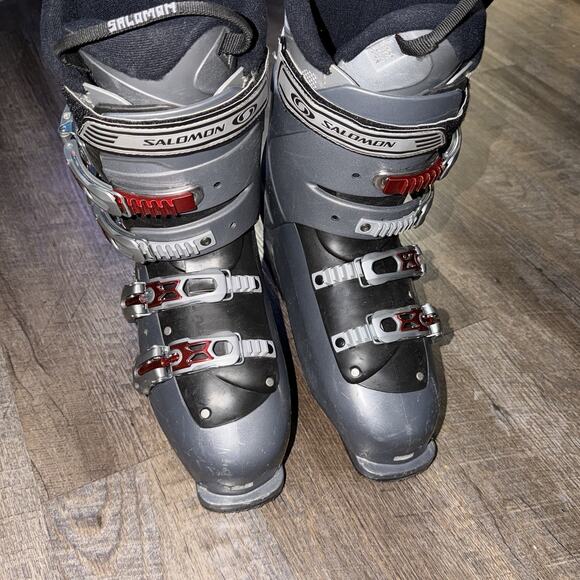 Salomon Performa Pulse Gray Downhill Ski Boots Men\'s Size Mondo 28.5